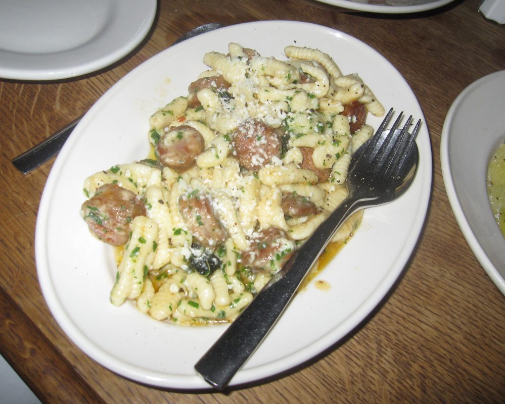 Fresh cavatelli with hot sausage and browned sage butter