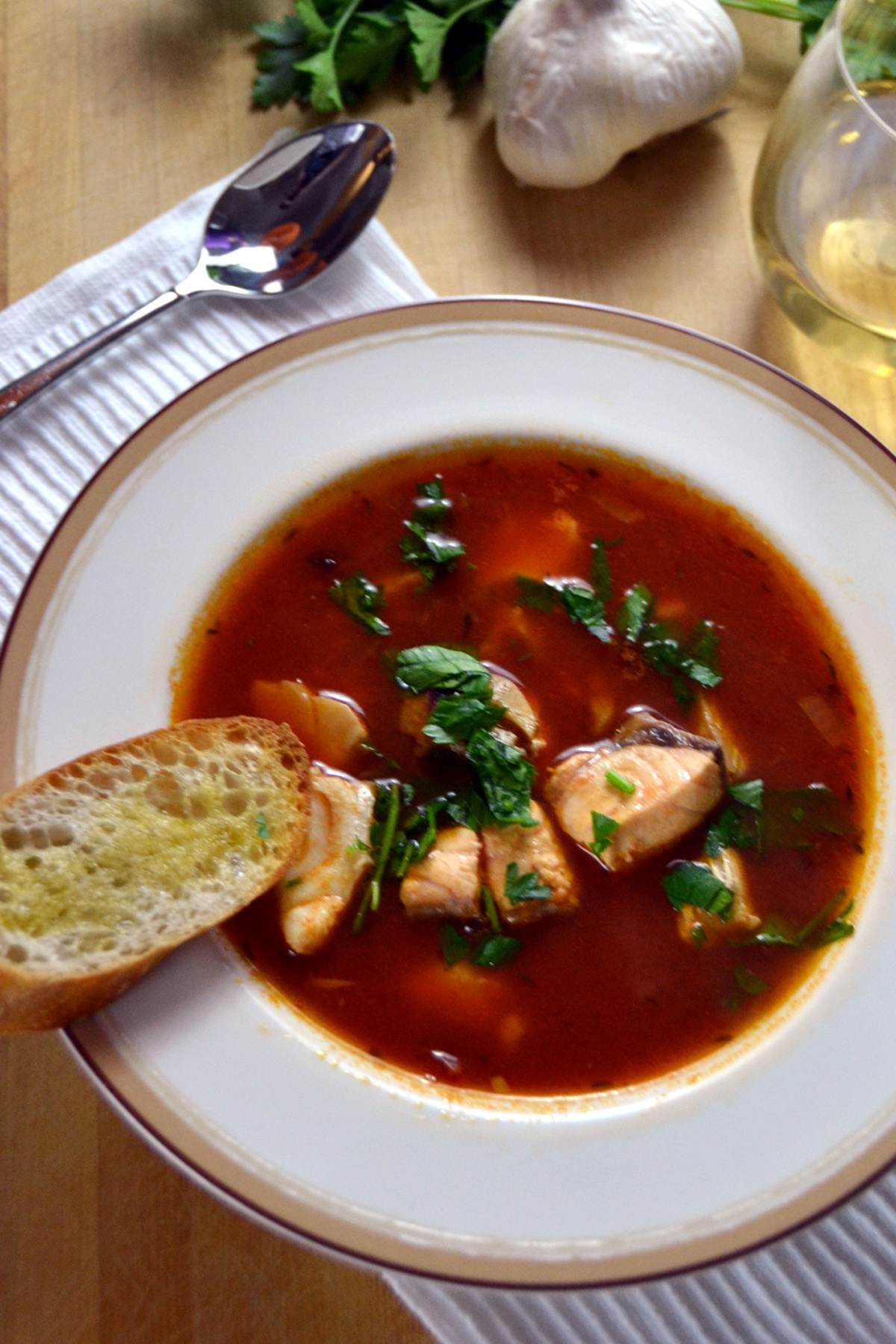 Mediterranean Fish Soup with Saffron and Garlic Toast New York Food